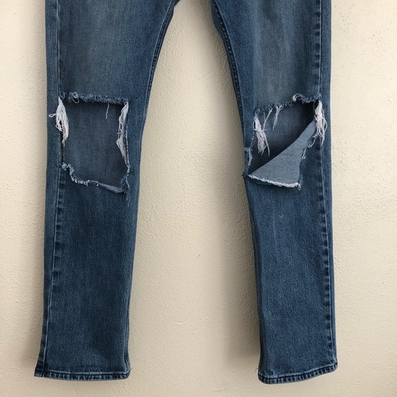 PacSun Distressed Slim Fit Blow Out Knee Jeans Medium Wash Size 32 x 32 - Picture 3 of 12
